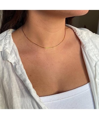 18K Plated Gold Choker Necklace for Women, Gold Figaro Chain Necklace Layered Choker Necklace for Girl Gold Dainty Necklace f...