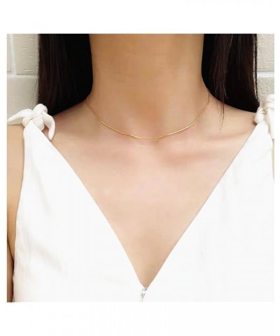 18K Plated Gold Choker Necklace for Women, Gold Figaro Chain Necklace Layered Choker Necklace for Girl Gold Dainty Necklace f...