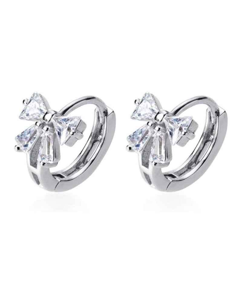 Dainty Butterfly Tiny Cartilage Hoop Earrings for Women Teen Girls Sterling Silver CZ Crystal Bow Knot Huggie Hoops 8mm $11.0...