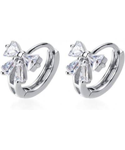 Dainty Butterfly Tiny Cartilage Hoop Earrings for Women Teen Girls Sterling Silver CZ Crystal Bow Knot Huggie Hoops 8mm $11.0...