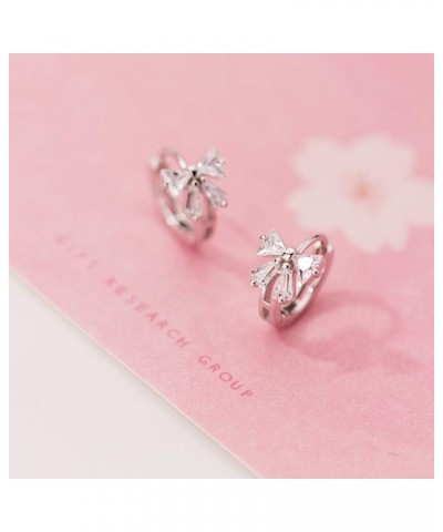 Dainty Butterfly Tiny Cartilage Hoop Earrings for Women Teen Girls Sterling Silver CZ Crystal Bow Knot Huggie Hoops 8mm $11.0...