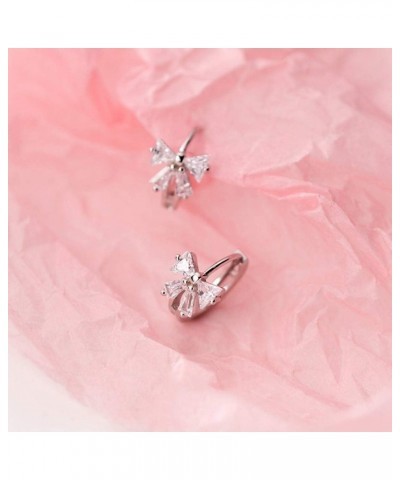 Dainty Butterfly Tiny Cartilage Hoop Earrings for Women Teen Girls Sterling Silver CZ Crystal Bow Knot Huggie Hoops 8mm $11.0...