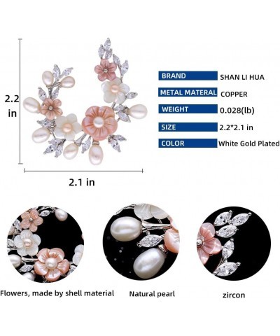 Fashion Accessorices Shell Pearl Flower Brooch Women Safety Pin White Pink xz-8004-platinum plating $16.27 Brooches & Pins