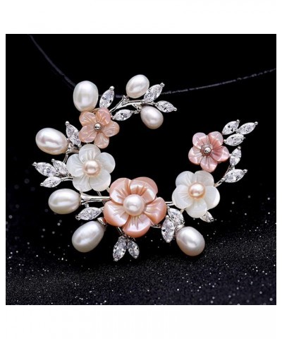 Fashion Accessorices Shell Pearl Flower Brooch Women Safety Pin White Pink xz-8004-platinum plating $16.27 Brooches & Pins