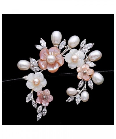 Fashion Accessorices Shell Pearl Flower Brooch Women Safety Pin White Pink xz-8004-platinum plating $16.27 Brooches & Pins