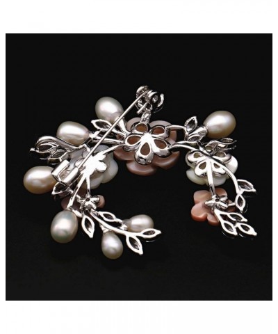 Fashion Accessorices Shell Pearl Flower Brooch Women Safety Pin White Pink xz-8004-platinum plating $16.27 Brooches & Pins