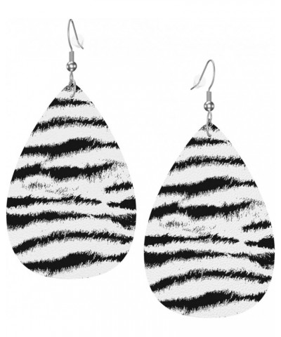 Cool Leopard Print Faux Leather Earrings For Women Girls Lightweight Teardrop Dangle Earrings Gift Black White Tiger Print $6...