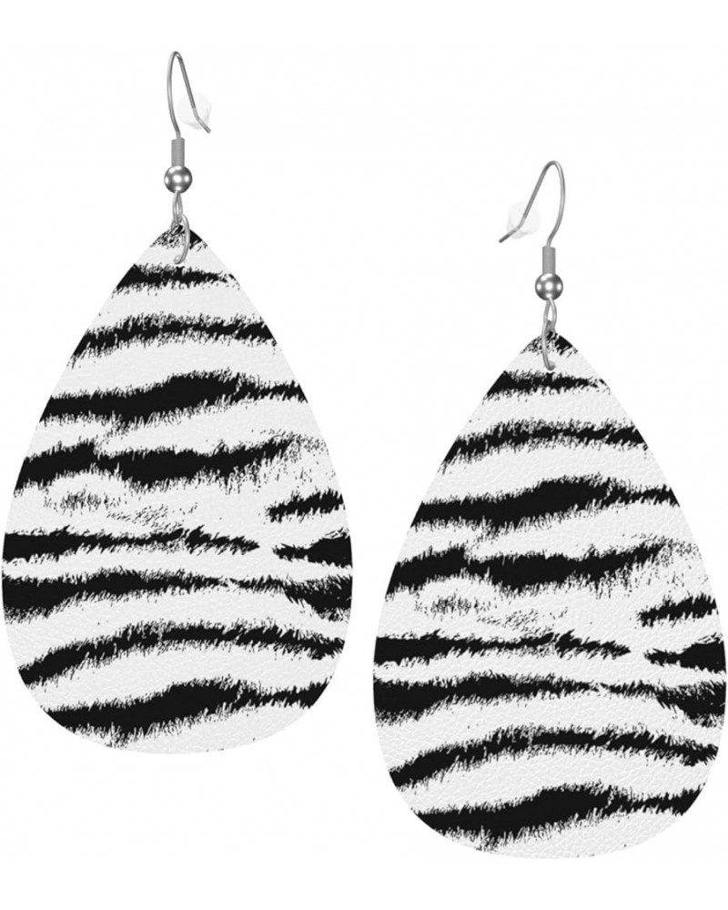 Cool Leopard Print Faux Leather Earrings For Women Girls Lightweight Teardrop Dangle Earrings Gift Black White Tiger Print $6...