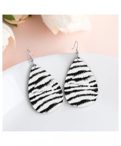 Cool Leopard Print Faux Leather Earrings For Women Girls Lightweight Teardrop Dangle Earrings Gift Black White Tiger Print $6...