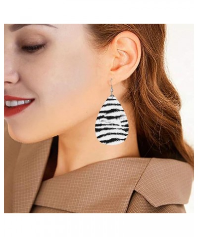 Cool Leopard Print Faux Leather Earrings For Women Girls Lightweight Teardrop Dangle Earrings Gift Black White Tiger Print $6...