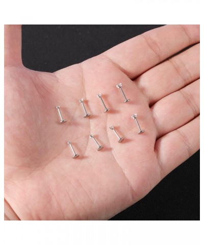 20G 18G 16G 6mm Threadless Push in Nose Stud Rings for Women Men Stainless Steel Nose Studs Nostril Piercing Jewelry CZ Nose ...