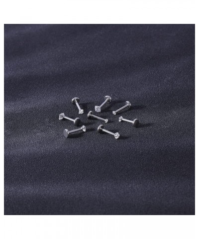 20G 18G 16G 6mm Threadless Push in Nose Stud Rings for Women Men Stainless Steel Nose Studs Nostril Piercing Jewelry CZ Nose ...