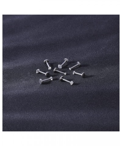 20G 18G 16G 6mm Threadless Push in Nose Stud Rings for Women Men Stainless Steel Nose Studs Nostril Piercing Jewelry CZ Nose ...