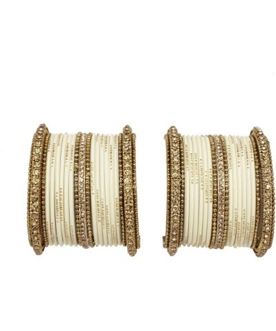 SANARA Indian Bollywood Unique Designer Bollywood Bangle set With Exclusive Kada made 42 pcs bangles Cream 2.6 Inches $18.56 ...