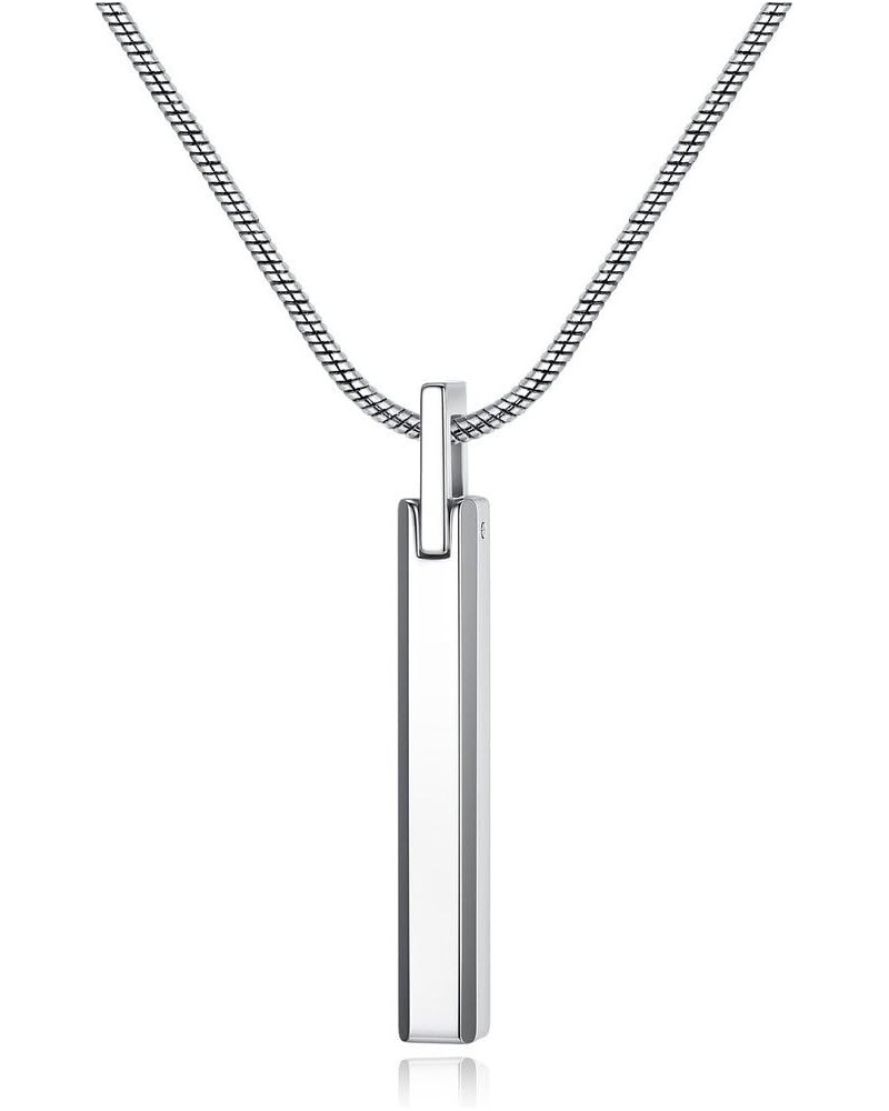 Simple Tungsten Steel Bar Pendant Necklace for Men Women 22" Silver-color with Snake chain $17.40 Necklaces