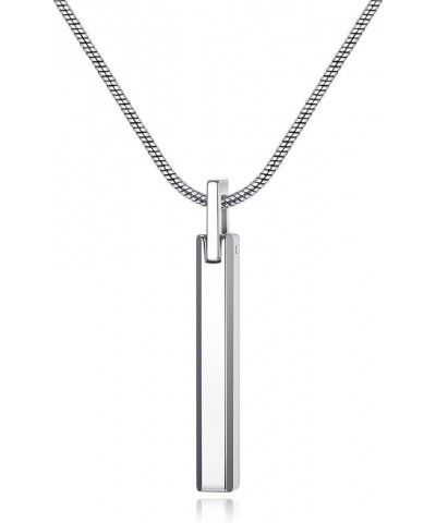 Simple Tungsten Steel Bar Pendant Necklace for Men Women 22" Silver-color with Snake chain $17.40 Necklaces