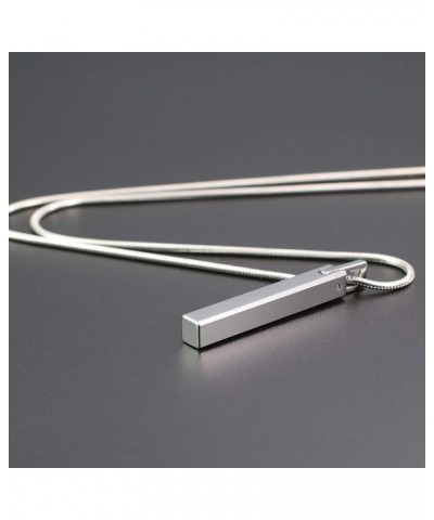 Simple Tungsten Steel Bar Pendant Necklace for Men Women 22" Silver-color with Snake chain $17.40 Necklaces