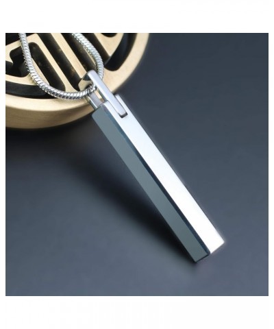 Simple Tungsten Steel Bar Pendant Necklace for Men Women 22" Silver-color with Snake chain $17.40 Necklaces