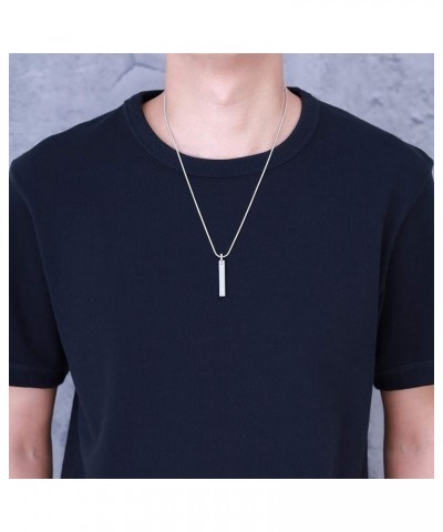 Simple Tungsten Steel Bar Pendant Necklace for Men Women 22" Silver-color with Snake chain $17.40 Necklaces