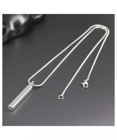 Simple Tungsten Steel Bar Pendant Necklace for Men Women 22" Silver-color with Snake chain $17.40 Necklaces