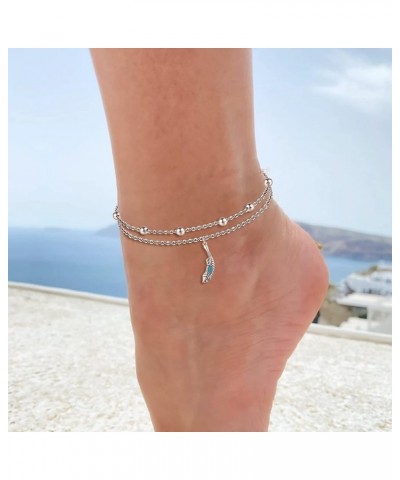 Women Anklets S925 Sterling Silver Dainty Layered Anklet Bracelet Adjustable Multilayer Beach Ankle Bracelet Summer Jewelry f...