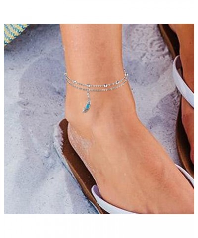 Women Anklets S925 Sterling Silver Dainty Layered Anklet Bracelet Adjustable Multilayer Beach Ankle Bracelet Summer Jewelry f...