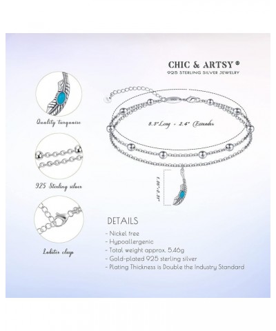 Women Anklets S925 Sterling Silver Dainty Layered Anklet Bracelet Adjustable Multilayer Beach Ankle Bracelet Summer Jewelry f...