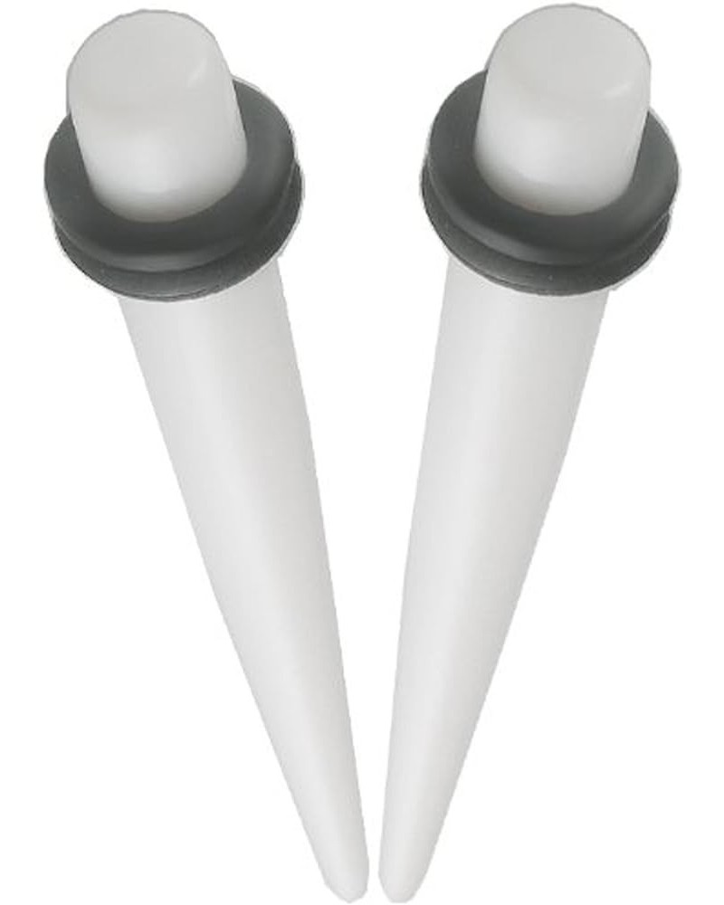 White Acrylic Ear s Stretching Tapers Plugs Piercing 2Pcs A-4g 5mm black o-ring $9.96 Others