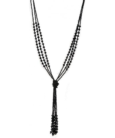 Vintage Style Charcoal Black Long Multitier Beaded Womens Necklace Jewelry - 1920's Charleston Colection, Long Y Necklace, La...