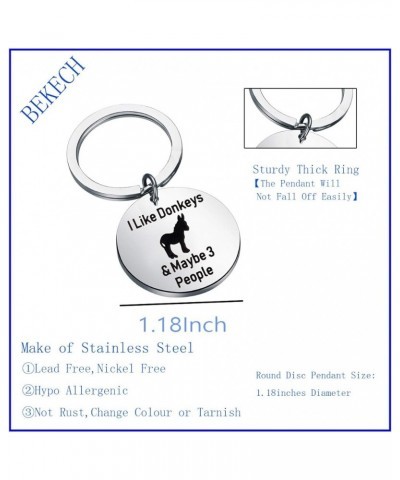 Funny Donkey Gift Donkey Keychain I Like Donkeys & Maybe 3 People Donkey Keychain Silver $10.09 Pendants