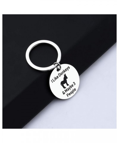 Funny Donkey Gift Donkey Keychain I Like Donkeys & Maybe 3 People Donkey Keychain Silver $10.09 Pendants