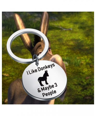 Funny Donkey Gift Donkey Keychain I Like Donkeys & Maybe 3 People Donkey Keychain Silver $10.09 Pendants