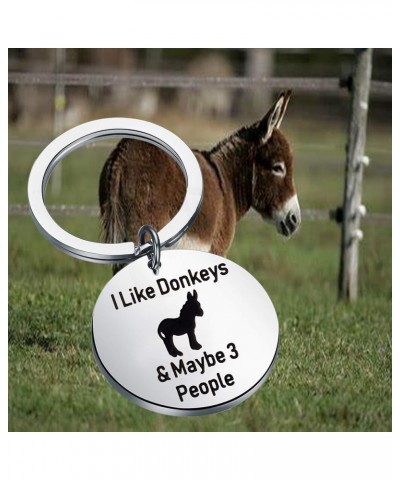 Funny Donkey Gift Donkey Keychain I Like Donkeys & Maybe 3 People Donkey Keychain Silver $10.09 Pendants