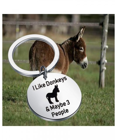 Funny Donkey Gift Donkey Keychain I Like Donkeys & Maybe 3 People Donkey Keychain Silver $10.09 Pendants