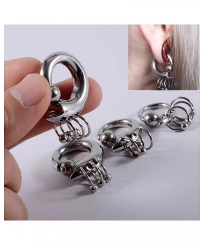 2 PCS Surgical Steel Ear Plugs Gauges,Captive Bead Rings Dangle Spring Action CBR Monster Screwball Body Piercing Rings for W...