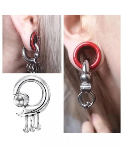 2 PCS Surgical Steel Ear Plugs Gauges,Captive Bead Rings Dangle Spring Action CBR Monster Screwball Body Piercing Rings for W...