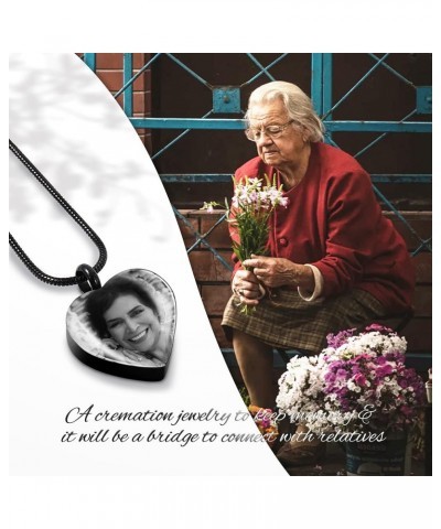 Personalized Urn Necklace for Ashes, Custom Engraving Photo & Text Cremation Jewelry for Ashes - Keepsake Memorial Pendant He...