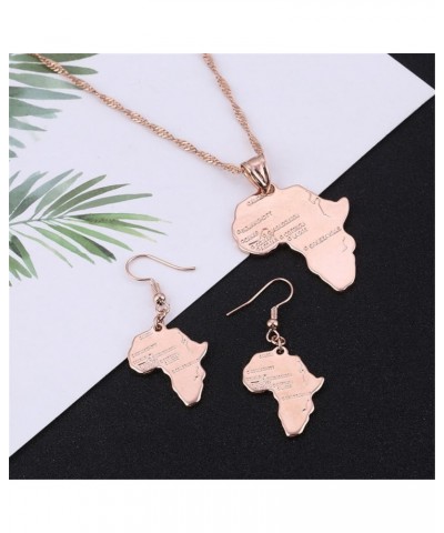 24K Gold Plated African Map Pendant Necklace Jewelry for Women Rose gold pendant earring set $8.55 Necklaces