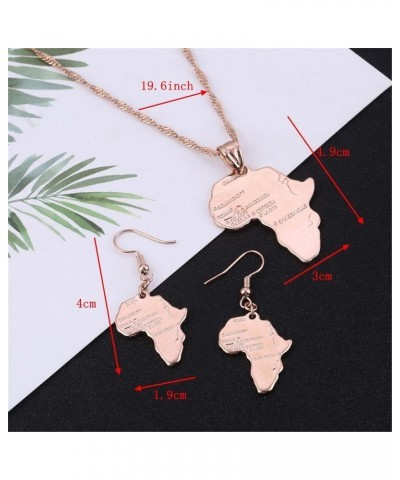 24K Gold Plated African Map Pendant Necklace Jewelry for Women Rose gold pendant earring set $8.55 Necklaces