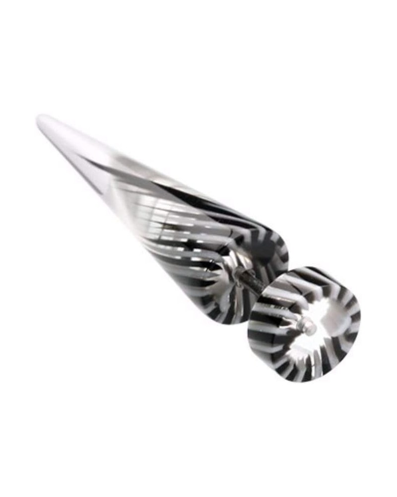 Pinwheel Stripe UV Acrylic Fake Taper Black/White $9.85 Body Jewelry