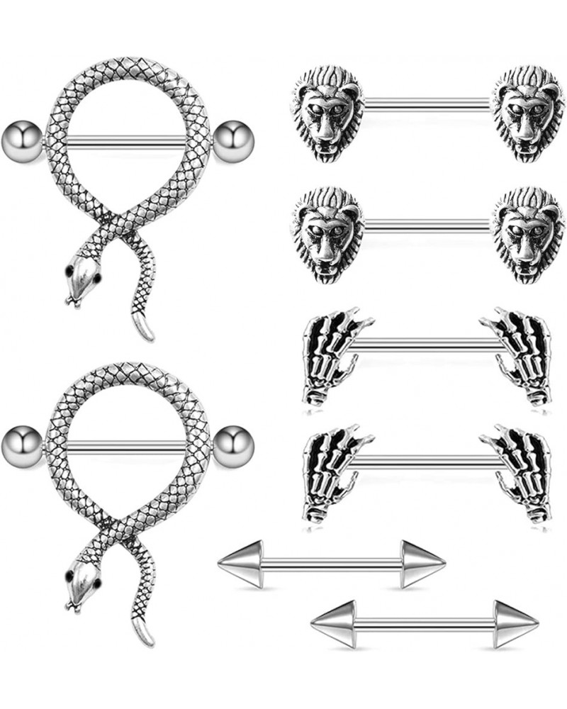 14G Heart,Bat Nipple Rings 316L Stainless Steel Heart Nipple Barbells Body Piercing Jewelry for Women Men Color E $10.07 Body...