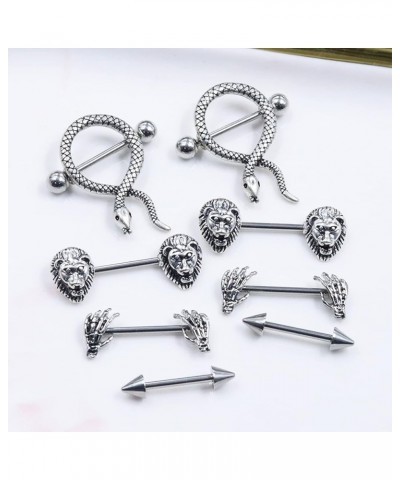 14G Heart,Bat Nipple Rings 316L Stainless Steel Heart Nipple Barbells Body Piercing Jewelry for Women Men Color E $10.07 Body...