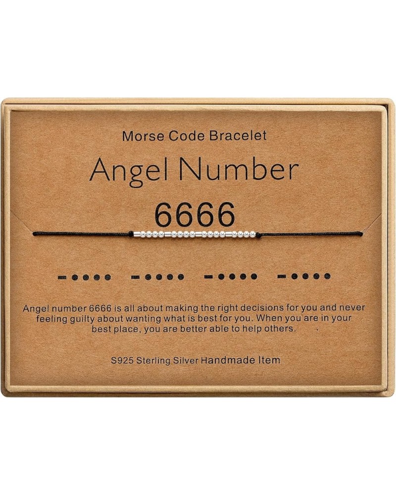 Angel Number Bracelets for Women Number Morse Code Bracelets Numerology Jewelry Inspirational Gifts for Women 6666 $11.38 Bra...