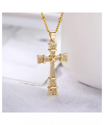 Cross Necklace for Women 18K Gold Plated Cross Pendant Choker Necklace for teen girls Wish02-Gold $9.50 Necklaces