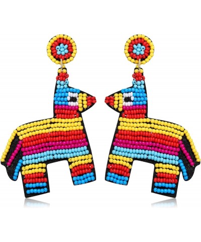 Mexican Fiesta Earrings Cinco De Mayo Earrings Beaded Piñata Sombrero Drop Dangle Earrings Mexican Independence Day Earrings ...