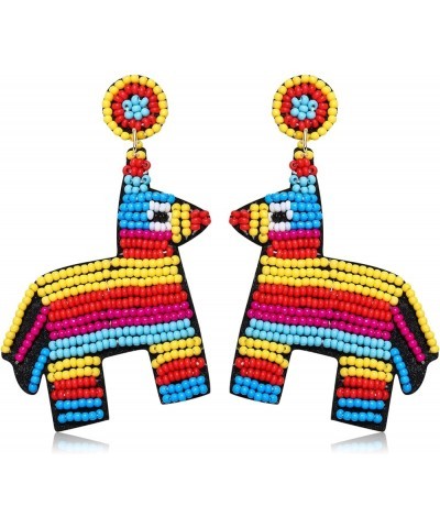 Mexican Fiesta Earrings Cinco De Mayo Earrings Beaded Piñata Sombrero Drop Dangle Earrings Mexican Independence Day Earrings ...