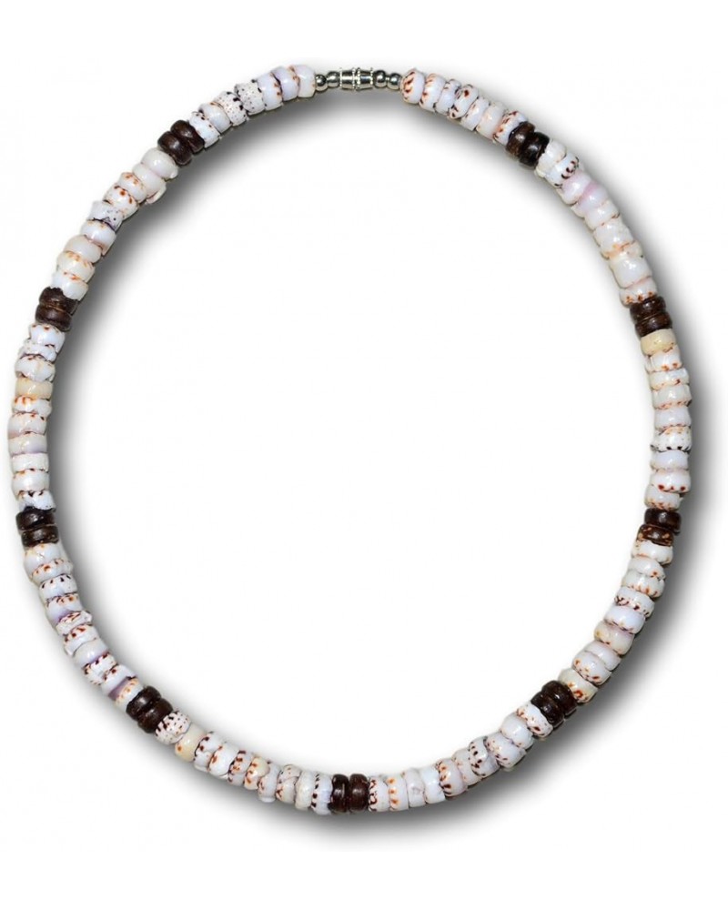 Unisex Adult Genuine Puka Shell Necklace From the Philippines, Spotted Conus Puka Shells and Brown Coconut Beads 18 Inches $1...