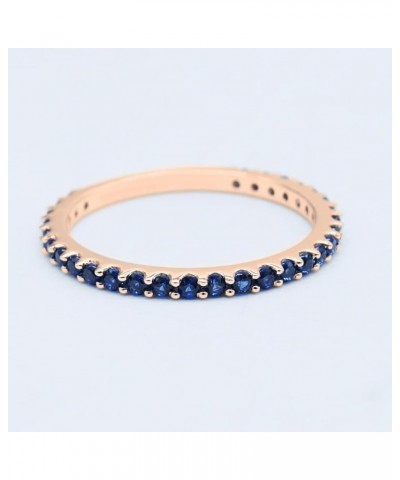 Round Lab Created Blue Sapphire Eternity Style Wedding Band for Women in 10K Gold 6 Rose Gold $83.94 Rings