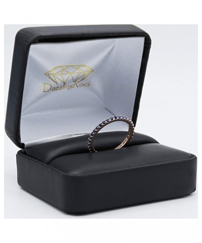 Round Lab Created Blue Sapphire Eternity Style Wedding Band for Women in 10K Gold 6 Rose Gold $83.94 Rings