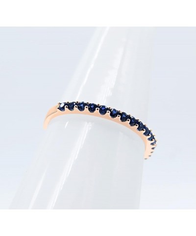 Round Lab Created Blue Sapphire Eternity Style Wedding Band for Women in 10K Gold 6 Rose Gold $83.94 Rings